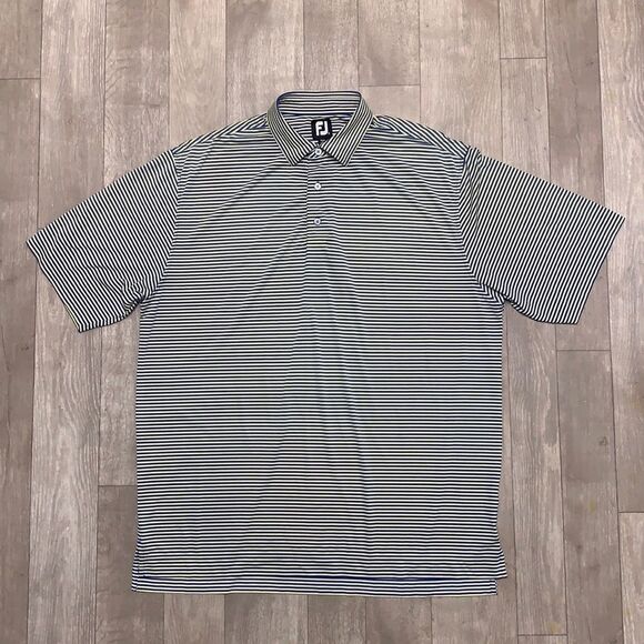 Mens Footjoy Golf‎ Polo Striped Performance Shirt - Picture 1 of 8